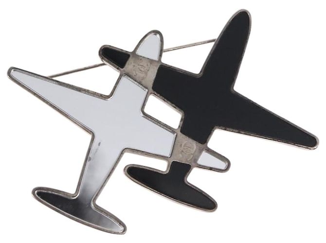 Spilla Specchio Airline CHANEL metallo Argento CC Auth 154038V