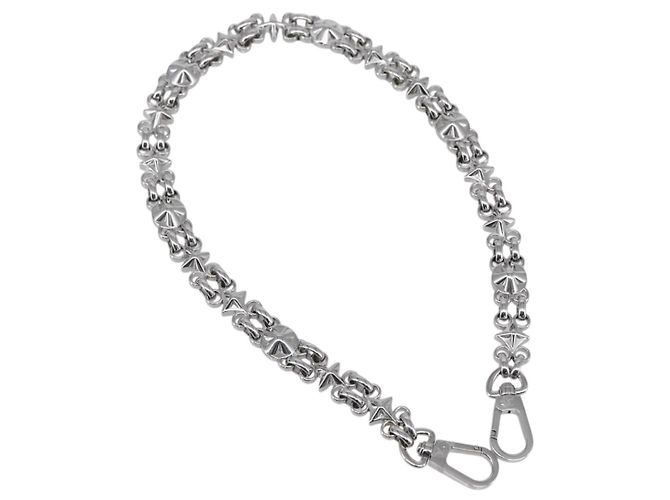 LOUIS VUITTON Chain Shoulder Strap metal 23.6"" Silver LV Auth 150793 Silvery