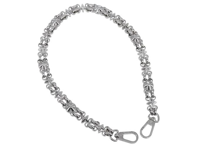 LOUIS VUITTON Chain Shoulder Strap metal 23.6"" Silver LV Auth 150795 Silvery