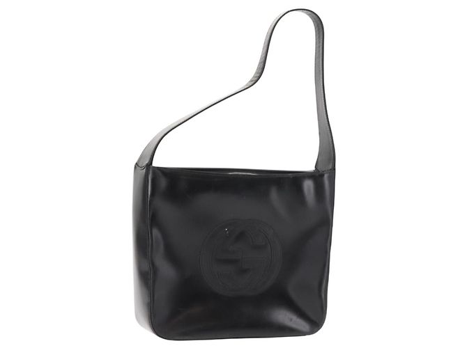 GUCCI Soho Shoulder Bag Enamel Black Auth ep11593