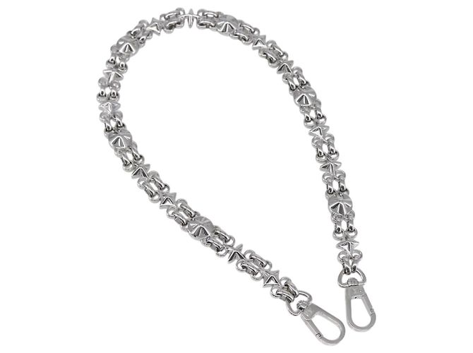 LOUIS VUITTON Chain Shoulder Strap metal 23.6"" Silver LV Auth 150647 Silvery
