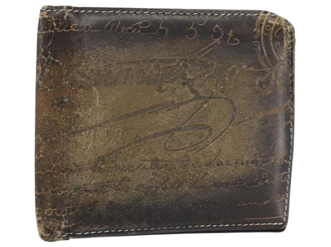 Billetera Berluti de cuero marrón Auth bs30657 Castaño
