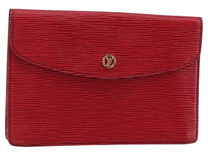 LOUIS VUITTON Clutch Montaigne 23 Epi Rojo M52667 LV Auth bs30896 Roja