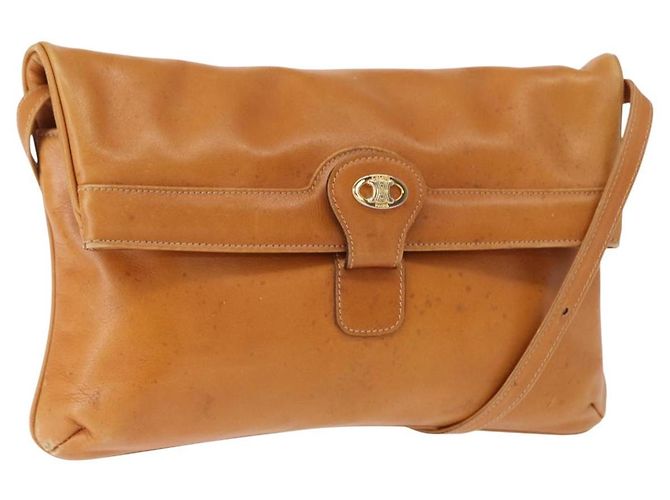Céline Borsa a Spalla CELINE in Pelle Marrone Oro Auth 152085 D'oro