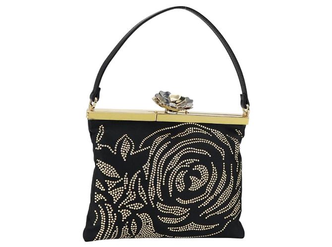 VALENTINO Sac à main Satin Marron Or Auth bs30808