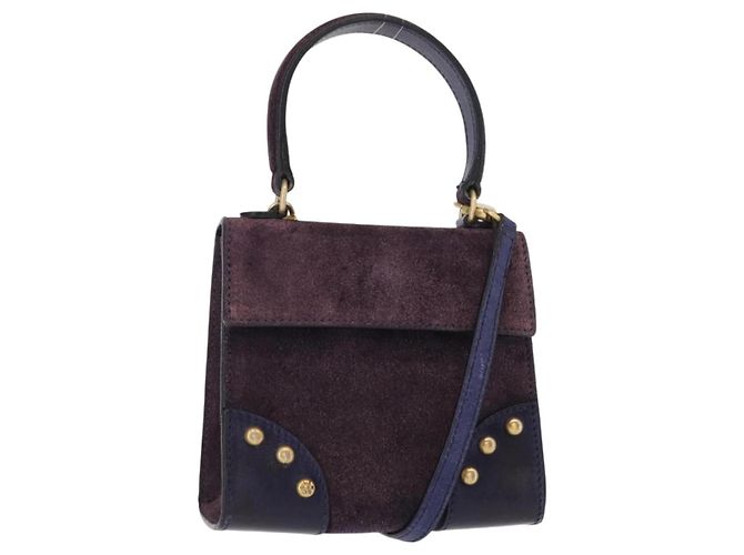 Céline Sac à main CELINE Suède 2 en 1 Violet Or Auth 153983 Doré