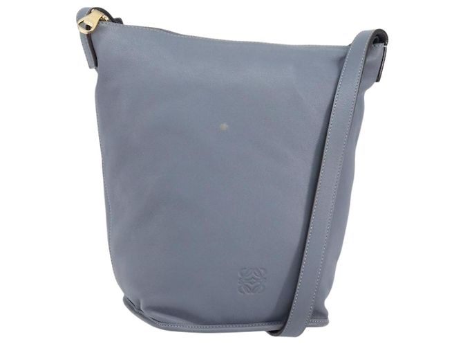 LOEWE Borsa a Spalla Anagramma Pelle Blu Oro Auth mr1567 D'oro