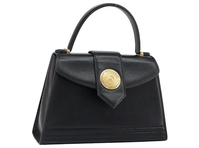SAINT LAURENT Borsa a mano in pelle nera e oro Auth mr1566 Nero D'oro