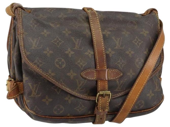 LOUIS VUITTON Bolsa de Ombro Monogram Saumur 30 M42256 LV Auth bs30834
