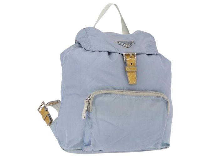 PRADA Backpack Nylon Light Blue Silver Auth 152634 Silvery