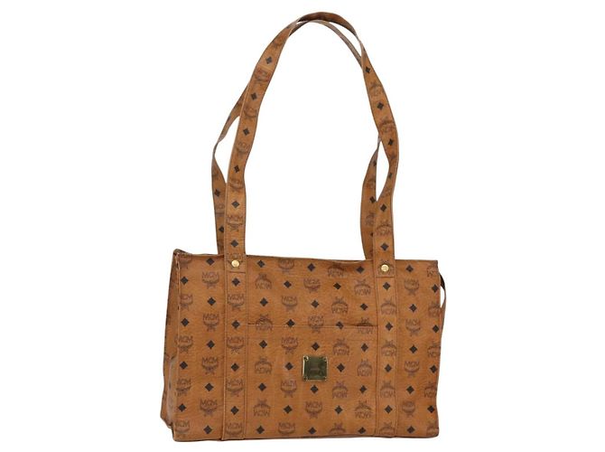 Borsa tote MCM Logogram Vicetos in pelle PVC marrone e oro Auth bs31442 D'oro