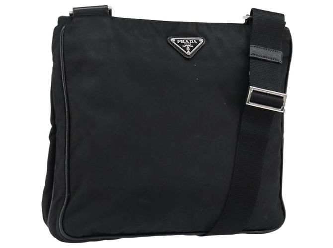 Borsa a Spalla PRADA Nylon Nero Argento Autentica 153217