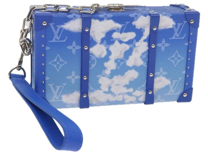 LOUIS VUITTON Monogram Clouds Geldbörse Trunk Clutch Blau M20403 LV Auth 61941SM Weiß