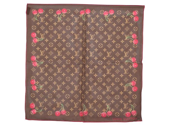 LOUIS VUITTON Sciarpa Monogramma Ciliegia LVxTM Carre 55 M96090 Auth BA7938M