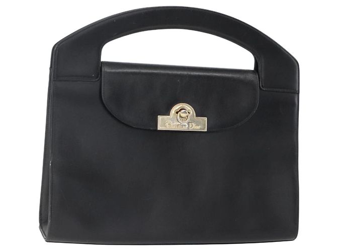 Borsa a mano Christian Dior in pelle nera e oro Auth 151752 Nero D'oro