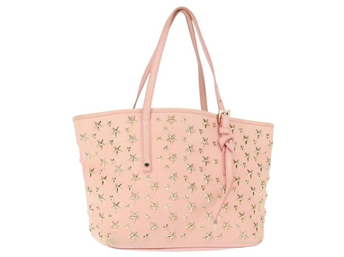 Jimmy Choo Studs Tote Bag Leather Pink Auth BA6901