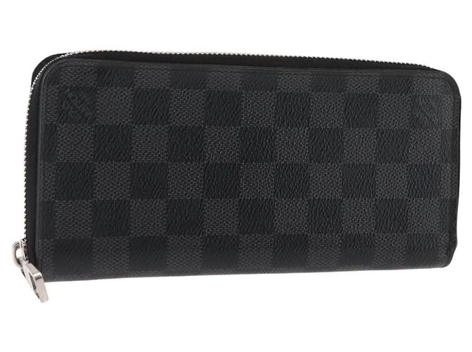 Cartera Vertical Zippy Damier Graphite LOUIS VUITTON N63095 Auth LV am9286 Damier ebene