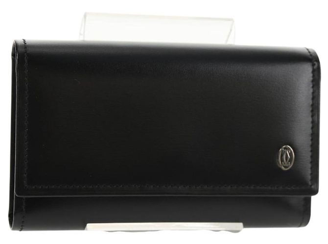 CARTIER Key Case Leather Black Auth am9296V