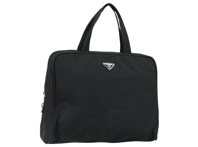 PRADA Tote Tasche Nylon Schwarz Silber Auth bs29773