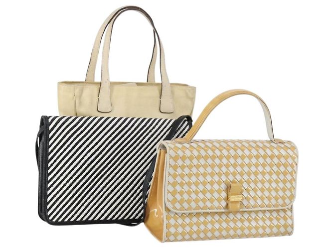Borsa BALLY in tela e pelle 3 pezzi Nero Beige Auth BA6489