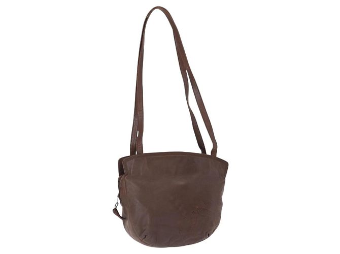 LOEWE Borsa a Spalla Anagram Pelle Marrone Oro Auth ka573 D'oro