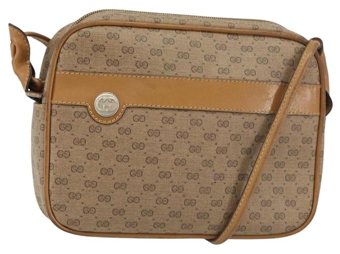 Gucci Borsa a Spalla Micro GG Supreme PVC Beige Oro Auth ka478 D'oro
