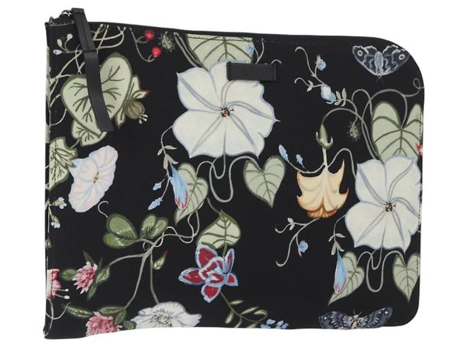Borsa Clutch GUCCI in tela nera e argento 353480 Auth bs31421 Nero