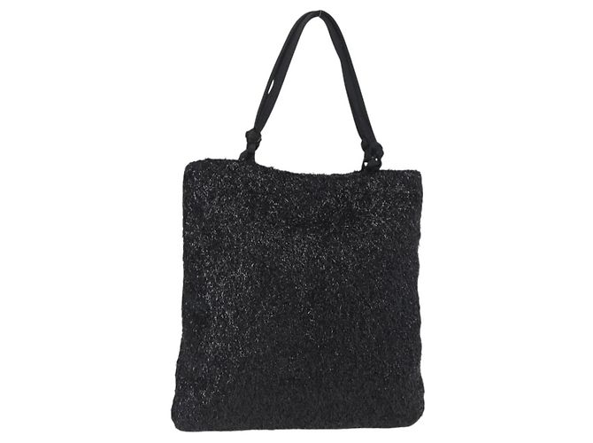 PRADA Borsa a mano in nylon nero Auth 151666