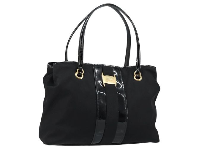 Borsa Tote Salvatore Ferragamo in nylon nero e oro Auth bs29903 D'oro