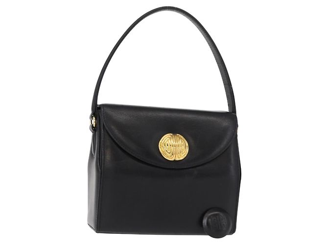 Borsa a mano GIVENCHY in pelle nera e oro Auth ka009 Nero D'oro