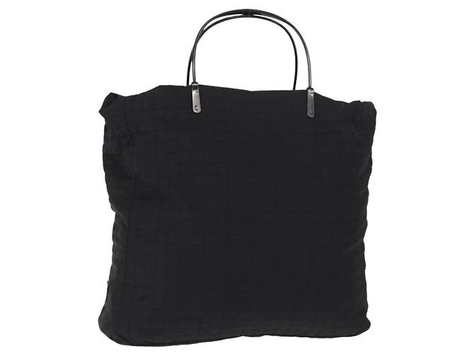 PRADA Bolsa de mão em nylon preto prata Auth ka079