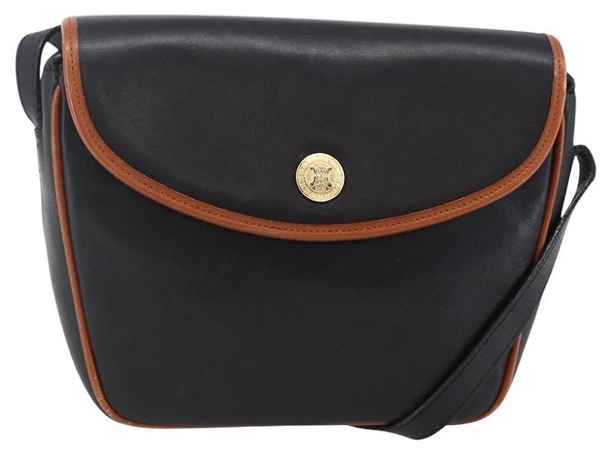 Céline Borsa a Spalla CELINE in Pelle Nera e Oro Auth ep11125 Nero D'oro