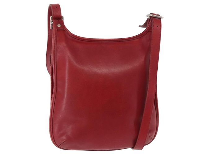 Coach Shoulder Bag Leather Red Auth am9326