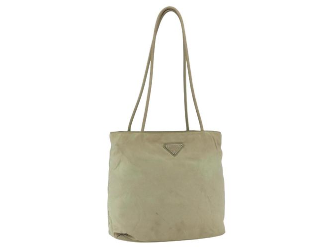 Borsa Tote PRADA Nylon Beige Argento Auth 157778