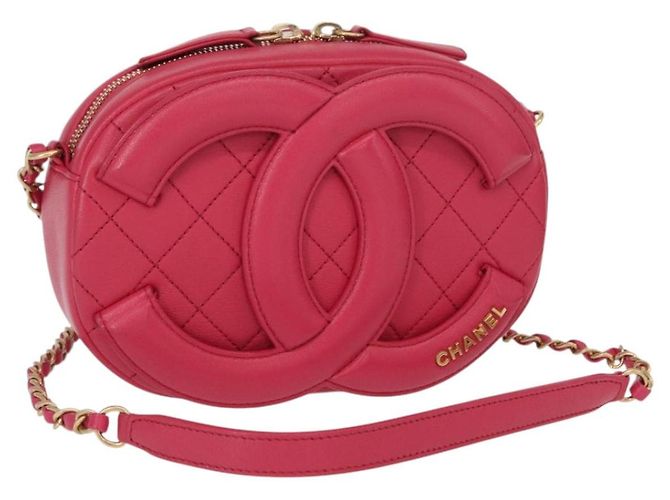 Camera CHANEL Matelassé Cadena Gran Bolsa Cámara Coco Cuero de Cordero Rosa CC Auth BA8999SAM Dorado