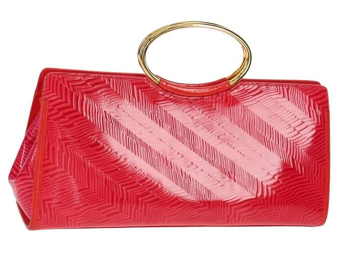 Bolso de Mano Gianni Versace Esmalte Rosa Oro Auth 153747V