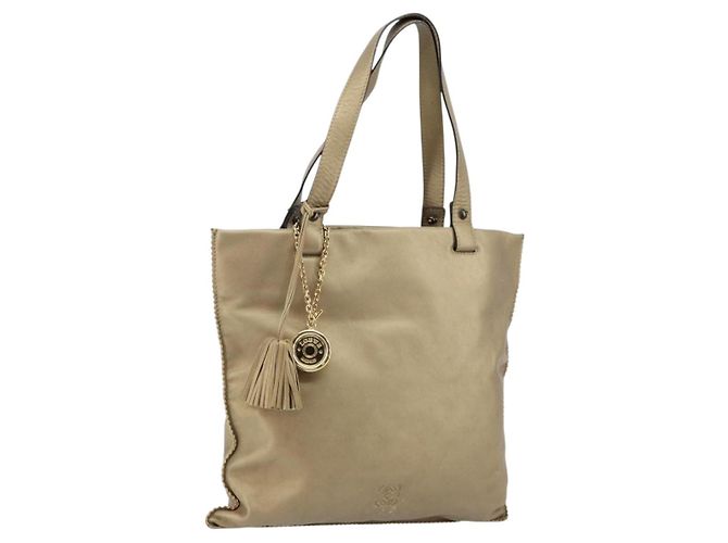 LOEWE Sac Tote Anagram Cuir Or Auth hk2975 Doré
