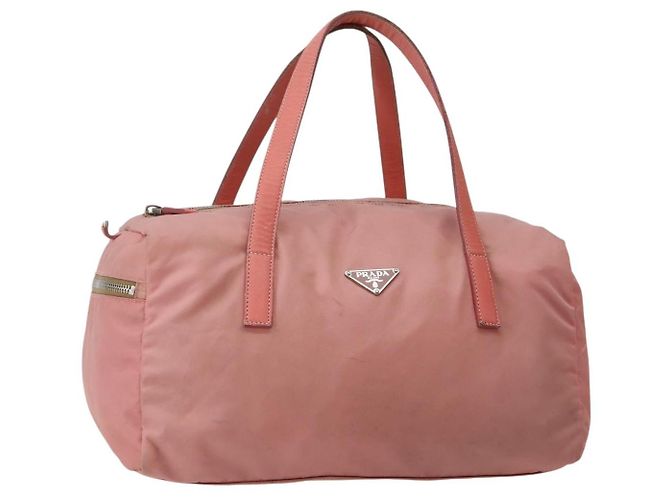 PRADA Bolso de mano de nylon rosa plateado Auth hk3055 Plata