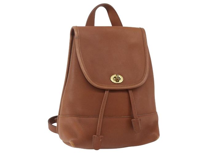 Coach Zaino in pelle marrone oro Auth am9891 D'oro