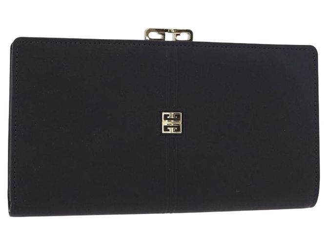 GIVENCHY Long Wallet Leather Black Auth 153774V