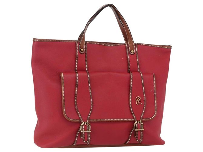 Chloé Bolsa Tote de Couro Vermelha e Dourada Autêntica 156874 Vermelho Dourado
