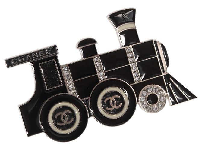 Spilla CHANEL metallo Argento CC Auth 157988SM