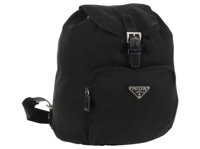 PRADA Backpack Nylon Black Silver Auth bs31715 Silvery