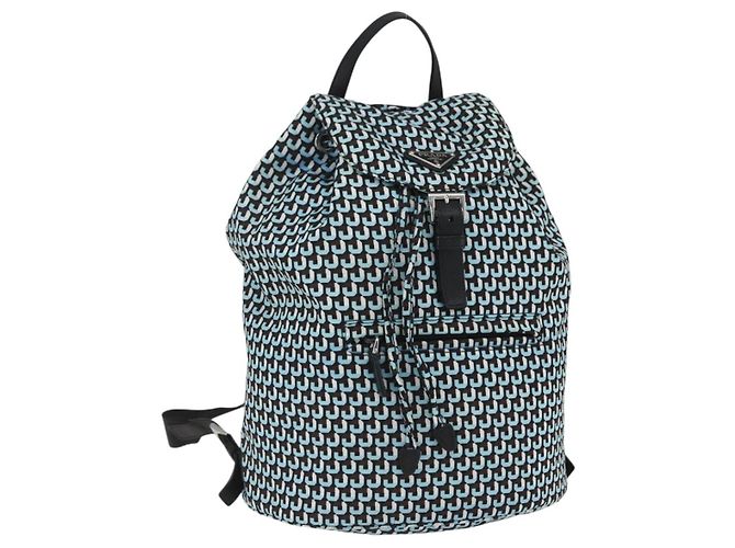 PRADA Backpack Nylon Light Blue Silver Auth 158915SAM Silvery