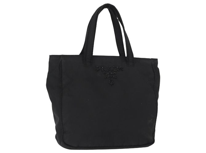 Borsa a mano PRADA in nylon nero Auth ep12285