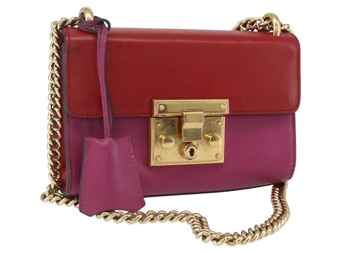 Bolsa de Ombro de Couro Vermelha e Dourada GUCCI 409487 Auth ka847 Vermelho Dourado