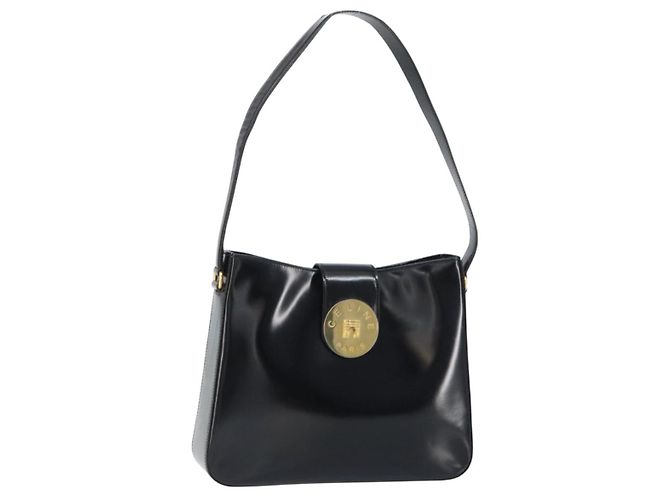 Céline Sac à épaule CELINE Émail Noir Or Auth ep12376 Doré