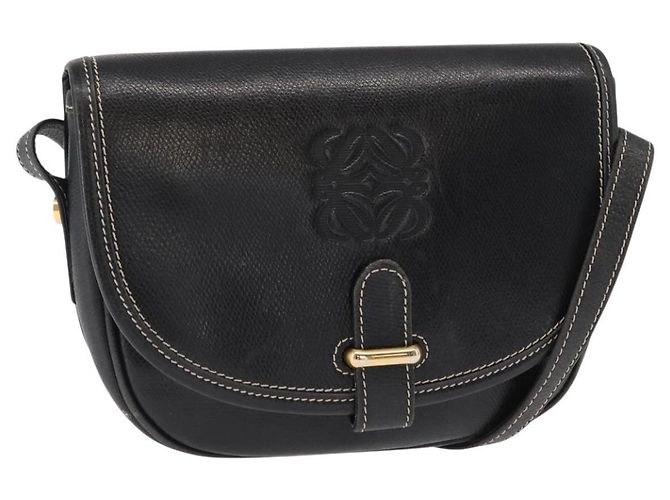 LOEWE Borsa a Spalla Anagram Pelle Nera Oro Auth ep12382