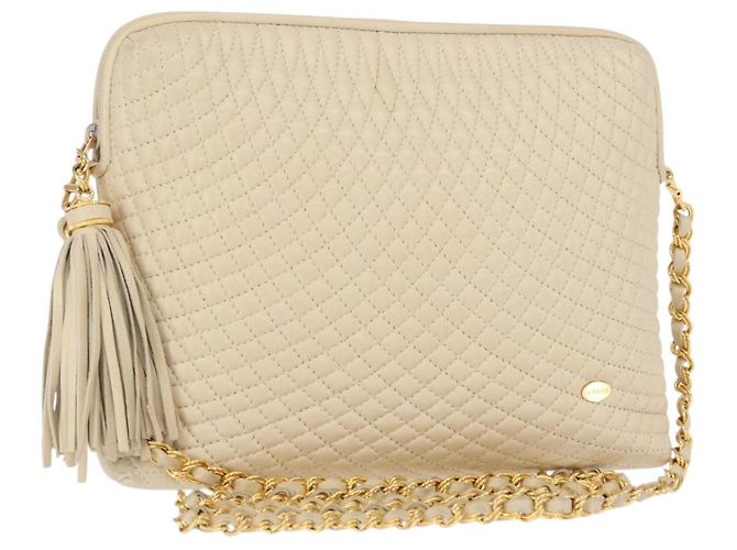 BALLY Borsa a Spalla con Catena Pelle Beige Oro Auth 157787 D'oro