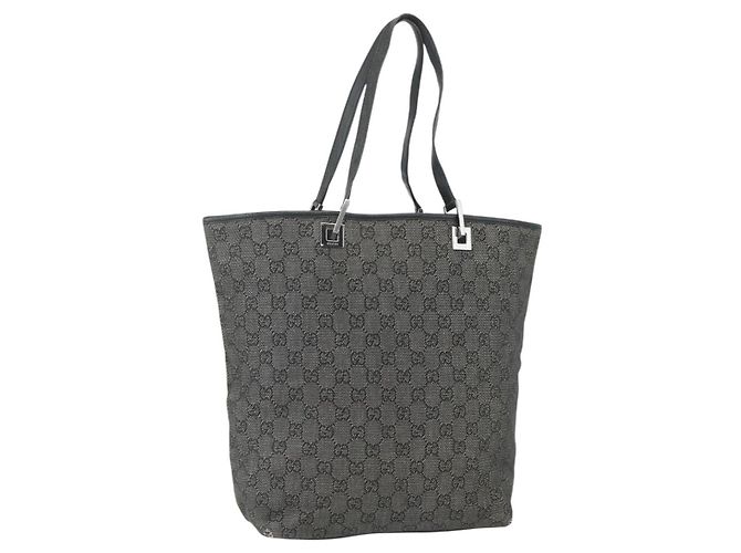 Borsa Tote GG Canvas Gucci Nera Argento 31243 Auth 151751